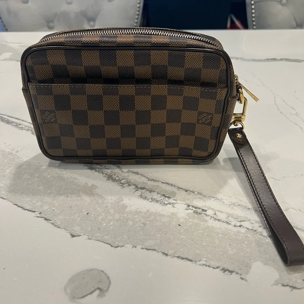 Louis Vuitton Damier Ebene Macao Wristlet Clutch Bag